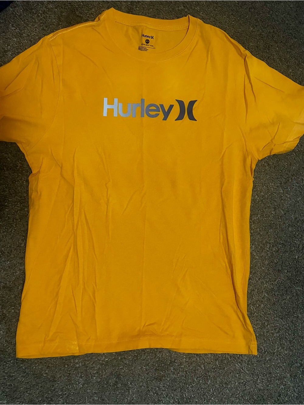 Hurley Short Sleeve Tee in Yellow with White & Black Logo